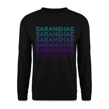 Saranghae Kpop Finger Heart Kdrama Rétro - Sweat-shirt Unisexe - noir - Devant - Alina (178cm) & Michal (187cm)