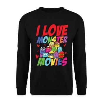 I Love Monster Movies - Unisex Pullover - Schwarz - Vorne - Alina (178cm) & Michal (187cm)