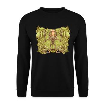Frog skeleton between mushrooms - Unisex Sweatshirt - black - Front - Alina (178cm) & Michal (187cm)