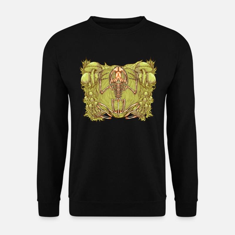 Frog skeleton between mushrooms - Unisex Sweatshirt - black
