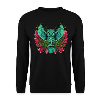 Aesthetic owl with tendrils and crystals - Unisex Sweatshirt - black - Front - Alina (178cm) & Michal (187cm)
