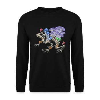 Frog skeleton with mushrooms - Unisex Sweatshirt - black - Front - Alina (178cm) & Michal (187cm)