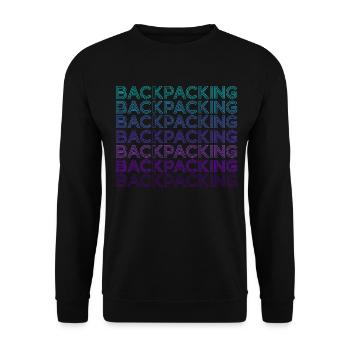 Backpacking Camping Wandern Retro - Unisex Pullover - Schwarz - Vorne - Alina (178cm) & Michal (187cm)