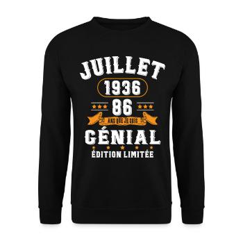 86 Ans Anniversaire Vintage Né(e) en Juillet 1936 - Sweat-shirt Unisexe - noir - Devant - Alina (178cm) & Michal (187cm)