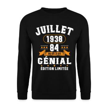 84 Ans Anniversaire Vintage Né(e) en Juillet 1938 - Sweat-shirt Unisexe - noir - Devant - Alina (178cm) & Michal (187cm)