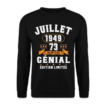 73 Ans Anniversaire Vintage Né(e) en Juillet 1949 - Sweat-shirt Unisexe - noir - Devant - Alina (178cm) & Michal (187cm)