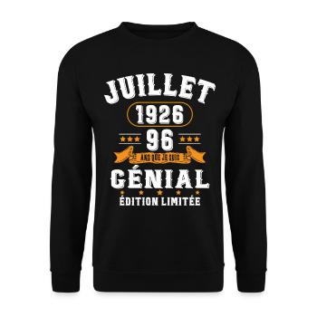 96 Ans Anniversaire Vintage Né(e) en Juillet 1926 - Sweat-shirt Unisexe - noir - Devant - Alina (178cm) & Michal (187cm)