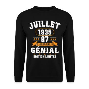 87 Ans Anniversaire Vintage Né(e) en Juillet 1935 - Sweat-shirt Unisexe - noir - Devant - Alina (178cm) & Michal (187cm)