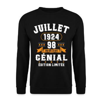 98 Ans Anniversaire Vintage Né(e) en Juillet 1924 - Sweat-shirt Unisexe - noir - Devant - Alina (178cm) & Michal (187cm)