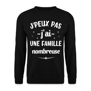 J'peux pas j'ai une famille nombreuse - Sweat-shirt Unisexe - noir - Devant - Alina (178cm) & Michal (187cm)