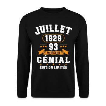 93 Ans Anniversaire Vintage Né(e) en Juillet 1929 - Sweat-shirt Unisexe - noir - Devant - Alina (178cm) & Michal (187cm)