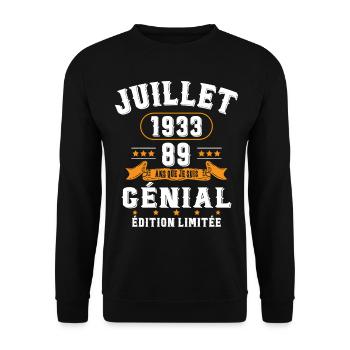 89 Ans Anniversaire Vintage Né(e) en Juillet 1933 - Sweat-shirt Unisexe - noir - Devant - Alina (178cm) & Michal (187cm)