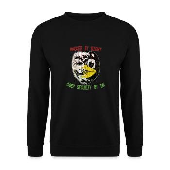 Coole Cyber Security Engineer Hacker Maske - Unisex Pullover - Schwarz - Vorne - Alina (178cm) & Michal (187cm)