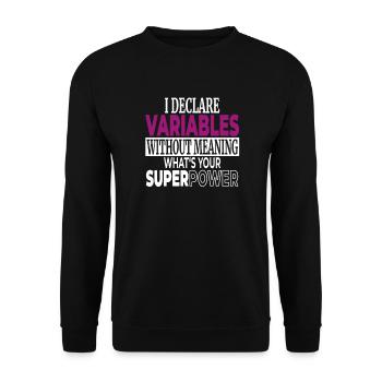 Programmierer Humor Variabeln ohne Bedeutung mein - Unisex Pullover - Schwarz - Vorne - Alina (178cm) & Michal (187cm)