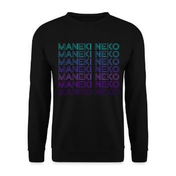 Maneki Neko Chat Japonais Happy Retro - Sweat-shirt Unisexe - noir - Devant - Alina (178cm) & Michal (187cm)