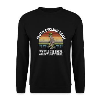 Faultier auf dem Mountain Bike mit Helm und - Unisex Pullover - Schwarz - Vorne - Alina (178cm) & Michal (187cm)