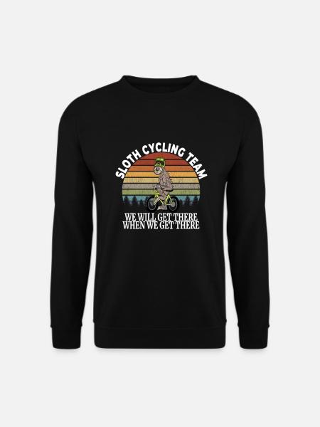 Faultier auf dem Mountain Bike mit Helm und - Unisex Pullover - Schwarz