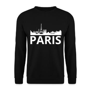 Paris Skyline Eiffel Louvre frankreich - Unisex Pullover - Schwarz - Vorne - Alina (178cm) & Michal (187cm)
