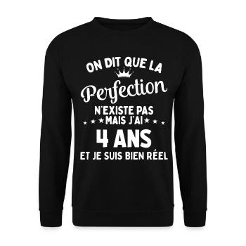 J'ai 4 Ans et je suis bien réel - perfection - Sweat-shirt Unisexe - noir - Devant - Alina (178cm) & Michal (187cm)