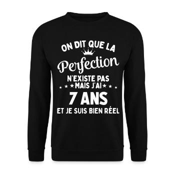 J'ai 7 Ans et je suis bien réel - perfection - Sweat-shirt Unisexe - noir - Devant - Alina (178cm) & Michal (187cm)