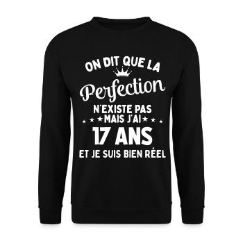 J'ai 17 Ans et je suis bien réel - perfection - Sweat-shirt Unisexe - noir - Devant - Alina (178cm) & Michal (187cm)