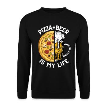 PIZZA and BEER is my life - Sweat-shirt Unisexe - noir - Devant - Alina (178cm) & Michal (187cm)
