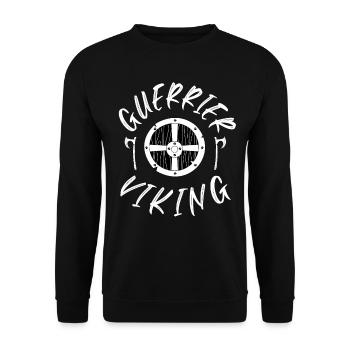 GUERRIER VIKING HACHES ET BOUCLIER - Sweat-shirt Unisexe - noir - Devant - Alina (178cm) & Michal (187cm)