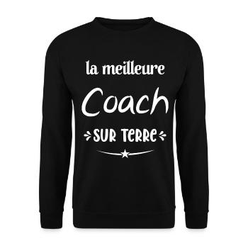 La Meilleure Coach Sur Terre Humour Entraîneuse - Sweat-shirt Unisexe - noir - Devant - Alina (178cm) & Michal (187cm)