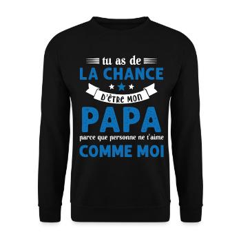 La chance d'être mon Papa Cadeau Humour Futur père - Sweat-shirt Unisexe - noir - Devant - Alina (178cm) & Michal (187cm)