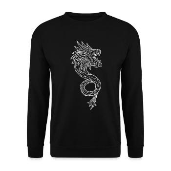 Quetzalcoatl Aztekische Maya Gefiederte Schlange - Unisex Pullover - Schwarz - Vorne - Alina (178cm) & Michal (187cm)