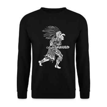Aztec Jaguar Warrior Ancient Mayan Warrior - Unisex Sweatshirt - black - Front - Alina (178cm) & Michal (187cm)