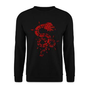 Quetzalcoatl Aztekische Maya Gefiederte Schlange - Unisex Pullover - Schwarz - Vorne - Alina (178cm) & Michal (187cm)
