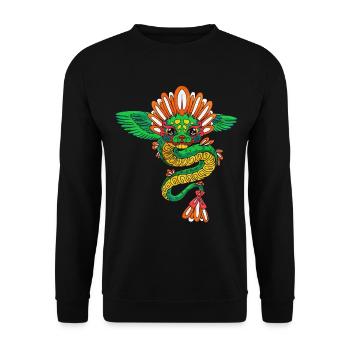 Quetzalcoatl Aztekische Maya Gefiederte Schlange - Unisex Pullover - Schwarz - Vorne - Alina (178cm) & Michal (187cm)