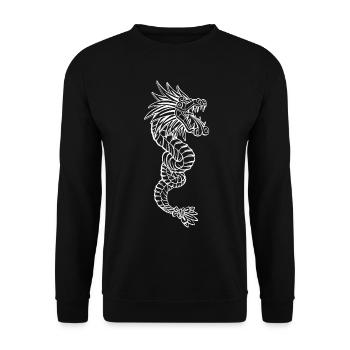 Quetzalcoatl Aztekische Maya Gefiederte Schlange - Unisex Pullover - Schwarz - Vorne - Alina (178cm) & Michal (187cm)