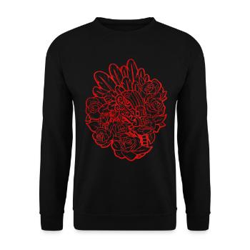 Quetzalcoatl Rosen Antike aztekische Schlange Maya - Unisex Pullover - Schwarz - Vorne - Alina (178cm) & Michal (187cm)