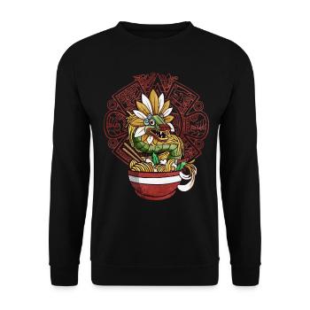 Quetzalcoatl Aztec Snake Ramen Noodles - Unisex Sweatshirt - black - Front - Alina (178cm) & Michal (187cm)