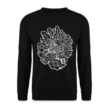 Quetzalcoatl Rosen Antike aztekische Schlange Maya - Unisex Pullover - Schwarz - Vorne - Alina (178cm) & Michal (187cm)