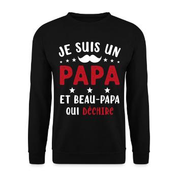 je suis un Papa et un Beau-Papa qui déchire - Sweat-shirt Unisexe - noir - Devant - Alina (178cm) & Michal (187cm)