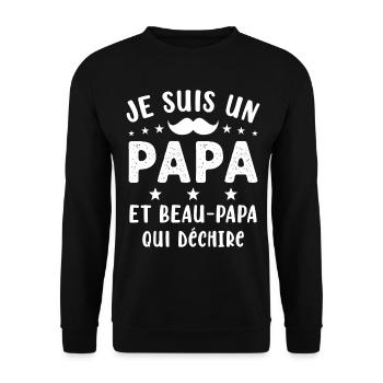 je suis un Papa et un Beau-Papa qui déchire - Sweat-shirt Unisexe - noir - Devant - Alina (178cm) & Michal (187cm)