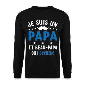 je suis un Papa et un Beau-Papa qui déchire - Sweat-shirt Unisexe - noir - Devant - Alina (178cm) & Michal (187cm)