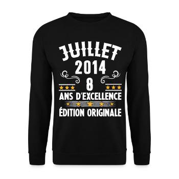 8 Ans Anniversaire Vintage Né(e) en Juillet 2014 - Sweat-shirt Unisexe - noir - Devant - Alina (178cm) & Michal (187cm)