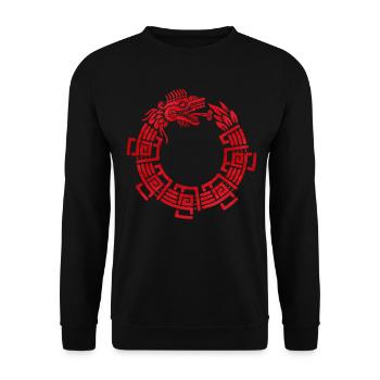 Quetzalcoatl Ouroboros Azteken Schlange Maya Inka - Unisex Pullover - Schwarz - Vorne - Alina (178cm) & Michal (187cm)