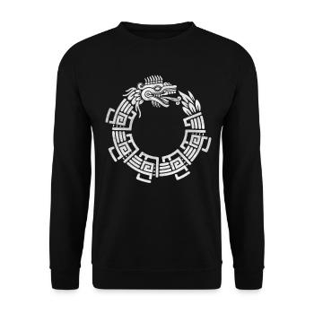Quetzalcoatl Ouroboros Aztec Snake Maya Inca - Unisex Sweatshirt - black - Front - Alina (178cm) & Michal (187cm)