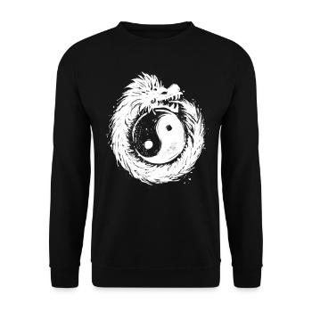 Quetzalcoatl Ouroboros Ying Yang Aztec - Unisex Sweatshirt - black - Front - Alina (178cm) & Michal (187cm)