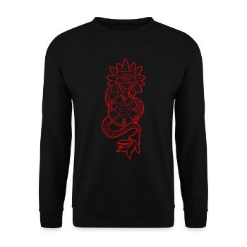 Quetzalcoatl Aztekenschlange Maya Aztekenstein Ink - Unisex Pullover - Schwarz - Vorne - Alina (178cm) & Michal (187cm)