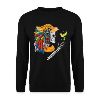 Quetzalcoatl Aztekenschädel Maya Inka Tolteken - Unisex Pullover - Schwarz - Vorne - Alina (178cm) & Michal (187cm)