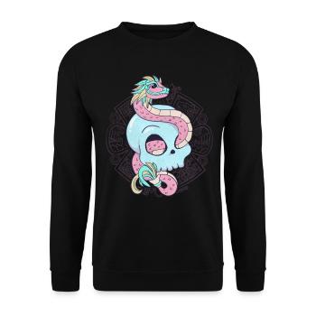 Quetzalcoatl Schädel Azteke Gefiederte Schlange Ma - Unisex Pullover - Schwarz - Vorne - Alina (178cm) & Michal (187cm)