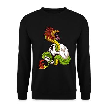 Quetzalcoatl Skull Aztec Feathered Snake Ma - Unisex Sweatshirt - black - Front - Alina (178cm) & Michal (187cm)