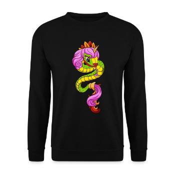 Quetzalcoatl Einhorn Azteke Gefiederte Schlange Ma - Unisex Pullover - Schwarz - Vorne - Alina (178cm) & Michal (187cm)