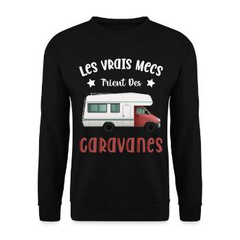 Les Vrais Mecs Trient Des Caravanes - Sweat-shirt Unisexe - noir - Devant - Alina (178cm) & Michal (187cm)